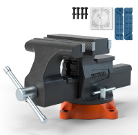 VEVOR Bench Vise, 6.5" Jaw Width 6.5" Forward &9.3" Reverse Opening, 360-Degree Swivel Locking Base Multipurpose Workbench with Anvil, Heavy Duty Ductile Iron with Bolts & Nuts, for Drilling, Pipe Cut New In Box $199