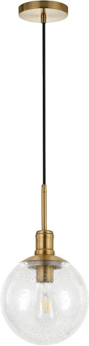 Henn&Hart Walker 9" Wide Pendant with Glass Shade in Brass/Seeded New In Box $299