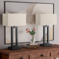 Ebern Designs 22'' Modern Metal Table Lamp with Touch Control and USB A&C (Set of 2) $299