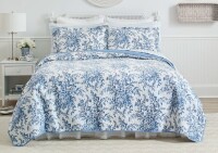 Laura Ashley 3-Piece King Size Bedford Cotton Reversible Quilt Set $299