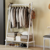 Latitude Run&reg; Solid Wood Clothing Rack, Freestanding Garment Organizer with Bottom Shelf and Side Hooks New In Box $299