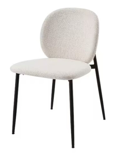 Acme Furniture Klaus White Boucle and Black Finish Polyester Side Chair with No Additional Features New Open Box $299