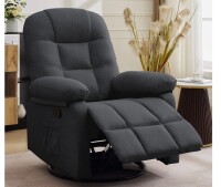 Ebern Designs KORSER Recliner Chair, Small Recliner 360 &deg; Swivel Rocker Recliner For Living Room, Manual Recliner With Side Pockets in Dark Gray $699