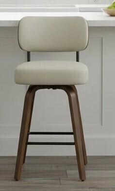 George Oliver 30" Swivel Upholstered Bar Stool with Walnut-Finish Bentwood Frame New in Box $399
