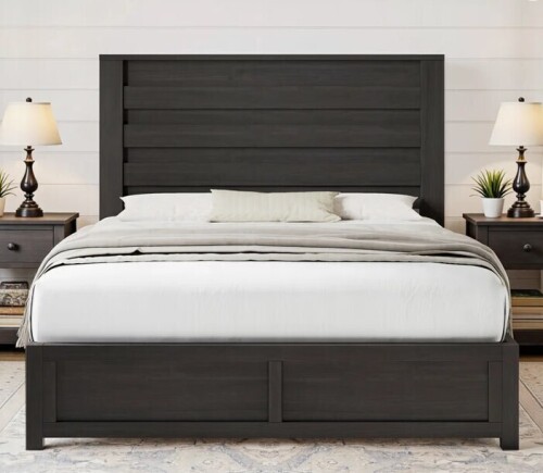 Ebern Designs Louby 49" Farmhouse Queen Platform Bed, Black New in Box $699