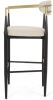 Winston Porter Counter Height Upholstered Bar Stool with Backs and Iron Legs Beige Fabric Seating 260LBS Weight Capacity $399