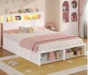 Wrought Studio Twin Size Bed Frame with 6 Storage Drawers & RGB Headboard, Built-in Charging Station, Lighted 2-Tier Shelf Headboard & 2 End Cubbies, No Box Spring Needed, Metal Slats, in Beige New in Box $499