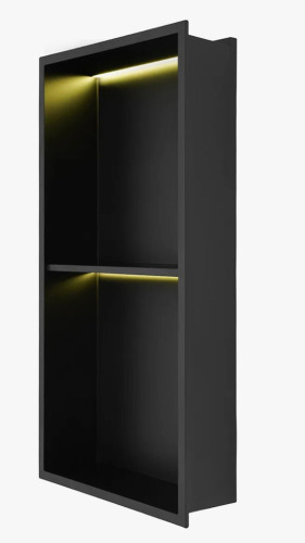 OUKANING 2-Tier Modern Embedded Bathroom Shower Wall Niche With RGB Light 13 in. x 25 in. New In Box $299