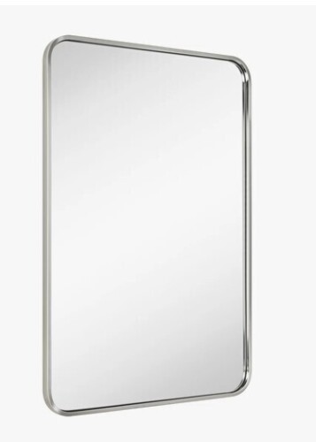 Ebern Designs Aria Rounded Rectangle Bathroom Vanity Mirror, Vertically/Horizontal Hanging, 24" x 30" New In Box $299