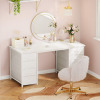 Ebern Designs Modern White Vanity Desk With 8 Fabric Drawers, Multifunctional Makeup & Writing Table For Bedroom New In Box $399