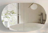 Joss & Main 38"w X 24" H Wall Mounted Bathroom Medicine Cabinet With Horizontal Oval Mirror & 2 Doors Storage, White New In Box $299