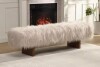 CHRISTOPHER KNIGHT HOME Galvian Modern Faux Wool Upholstered Rectangle Accent Ottoman Bench with Solid Wood Legs, Brown + Beige New In Box $399
