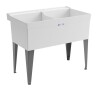 E.L. Mustee 27F UTILATWIN 40" x 24" 2-Compartment Thermoplastic Utility Laundry Tub Sink with Steel Legs New In Box $299