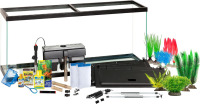 Tetra Complete with Plants 55 Gallon Fish Tank Kit, Freshwater & Saltwater Aquarium Kit Includes LED Lights, 55 Gallon Glass Tank With 2 Hinged Hoods, Filter & Cartridges, Heater, Plants, Samples, Net New Open Box $599