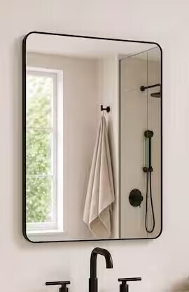 Niveal 30 in. W x 36 in. H Rectangular Framed Wall Bathroom Vanity Mirror in Matte Black New In Box $299