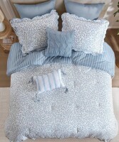 Madison Park Darcy Blue Botanical Print 5-Piece Twin Comforter Set New In Box $199