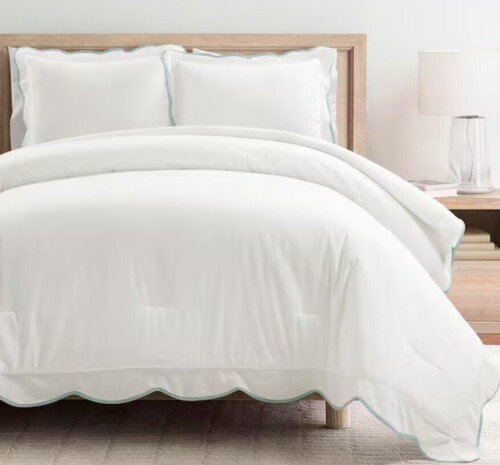 HOMEBOUTIQUE Coastal Chic Scalloped Edge 3 Pieces Blue Cotton Blend Full/Queen Comforter Set New In Box $299