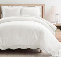 HOMEBOUTIQUE Coastal Chic Scalloped Edge 3 Pieces Blue Cotton Blend Full/Queen Comforter Set New In Box $299