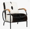 Dovetail Furniture Claytor Genuine Hide Upholstered Armchair w/ Teak Accents New in Box $999