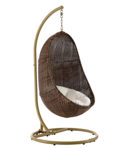 Modway Bean Outdoor Patio Swing Chair - Cozy, Weather-Resistant Rattan & Plush Cushion Comfort (Stand Sold Separately) New in Box $999