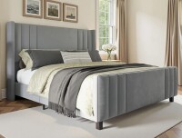 Wade Logan Aurieona King Upholstered Platform Bed in Gray New in Box $699