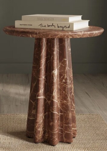Poly & Bark Folda 18" Sculpted Cement Pedestal Side Table New in Box $399