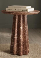 Poly & Bark Folda 18" Sculpted Cement Pedestal Side Table New in Box $399
