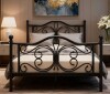 Charlton Home Queen Metal Platform Bed with Butterfly-style headboard and Footboard, Under-Bed Storage, Easy Assembly, Black New in Box $399