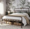 August Grove Classic Metal Platform Bed Iron Open-Frame Bed with High Headboard and Footboard Queen in Bronze New in Box $499