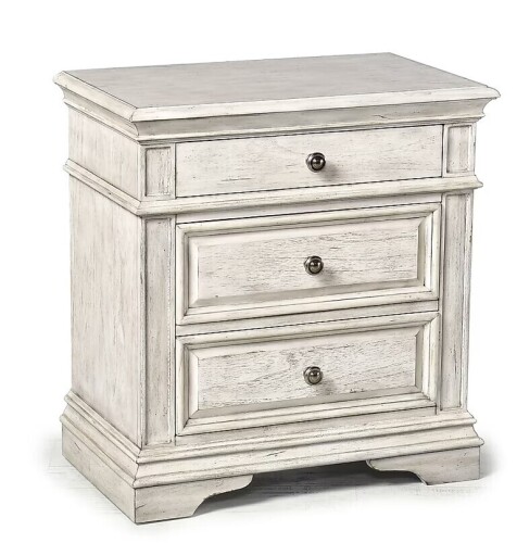 Steve Silver Cathedral White Acacia 3 -Drawer 28-in W x 30-in H Rustic Nightstand New in Box $499