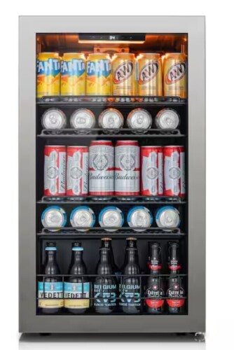 Ca'Lefort 18.8 in. Single Zone 142-Can Beverage Cooler Freestanding Refrigerator Frost Free Tempered Glass Door in Stainless Steel $599