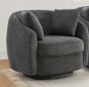 Orren Ellis 38'' Wide Modern Upholstered Swivel Barrel Accent Chair With Under-Seat Storage And 2 Detachable Pillows in Dark Gray New Shelf Pull $799