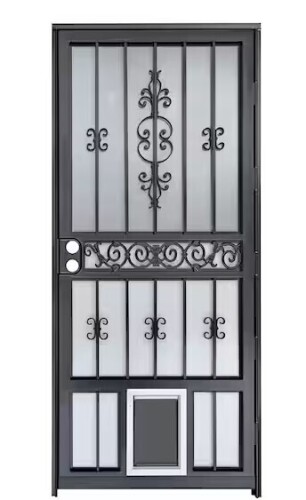 Grisham Pet Passage 36 in. x 80 in. Black Gloss Left Hand/Outswing Steel Strom Security Door New in Box $1099