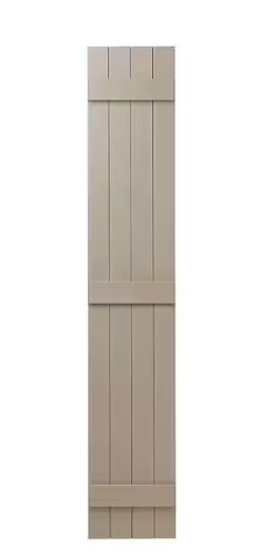 Ply Gem 15 in. x 81 in. Polypropylene 4 Board Closed Board and Batten Shutter Pair in Pebblestone Clay New in Box $299