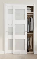 Home Worthy 48" x 80" White Frosted Glasses Pantry Closet Sliding Doors With Hardware & Handles New in Box $599