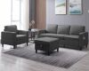 Mjkone 3-Pieces Convertible Sectional Sofa with Storage Ottoman & Single Sofa Chair with Pockets, Dark Grey New Floor Model $999