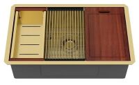 Crafted Palm Handmade 304 Stainless Steel Sink - 33X19 With Space Design Modern Sound Insulation Pads Similar to Picture New Open Box $599