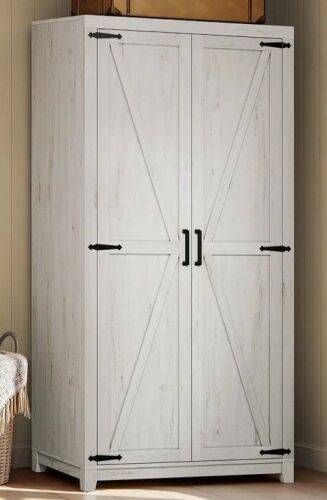 Gracie Oaks Bishock 71" H Manufactured Wood Armoire with Hanging Rod New in Box $499