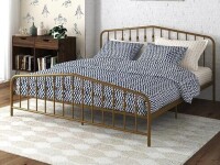 Novogratz Bushwick Metal Bed with Headboard and Footboard | Modern Design | King Size - Gold New In Box $699
