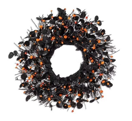 Glitzhome Halloween Eucalyptus Pumpkin Bat Wreath, 22" New Shelf Pull $99