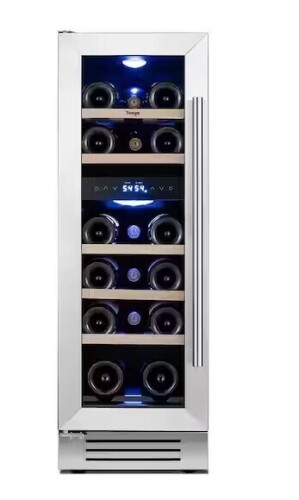 Yeego 12 in. Dual Zone Built-in/Freestanding 17 Bottle Wine Cooler with Adjustable Shelves in Stainless Steel (Left-Hinged) New in Box $799