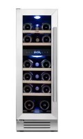 Yeego 12 in. Dual Zone Built-in/Freestanding 17 Bottle Wine Cooler with Adjustable Shelves in Stainless Steel (Left-Hinged) $799