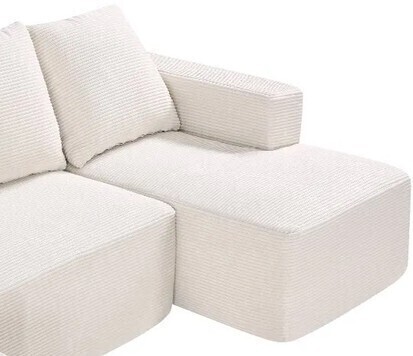 VEVOR High Rebound Sponge and Density, Upholstered Corduroy Corner Chaise, Beige New in Box $599