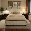 EnHomee Full Size Bed Frame with LED Lights & USB, Noise-Free, Beige Adjustable Velvet Headboard, Under-Bed Storage?Heavy Duty Support with 12 Slats, No Box Spring Needed, Easy Assembly for Bedroom Similar to Picture New In Box $299