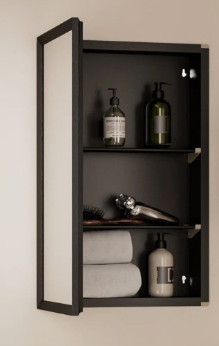 Ebern Designs Recessed or Surface Medicine Cabinet with Mirror Easy Assembly Aluminum Framed Tempered Glass, 24" H x 14" W x 5" D New In Box $499