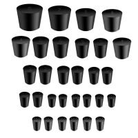 Lhazemu Laboratory Grade Rubber Stoppers, 30 Pieces Assorted Tapered Bungs Set, 11 Different Sizes from 000# to 8#, Solid Black Lab Supplies New In Box