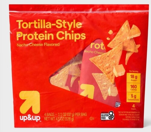 up&up&trade; Tortilla Style Protein Chips - Nacho Cheese / Chili Lime - 4.5oz/4pk New Assorted Best by 6/2027