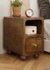 Millwood Pines Solid Wood Nightstand, 10 Inch Narrow Walnut Nightstand with Drawer & Open Storage Shelf, Mid Century Modern Small Bedside Table for Bedroom New Shelf Pull $299