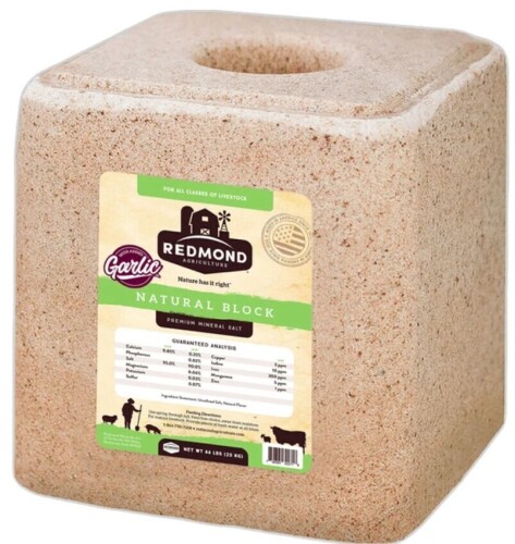 Redmond Natural Mineral Block With Garlic 44 lbs. New Shelf Pull