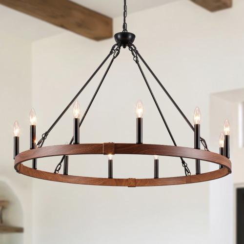 Gracie Oaks Jashlyn 12 - Light Dimmable Wagon Wheel Chandelier $699